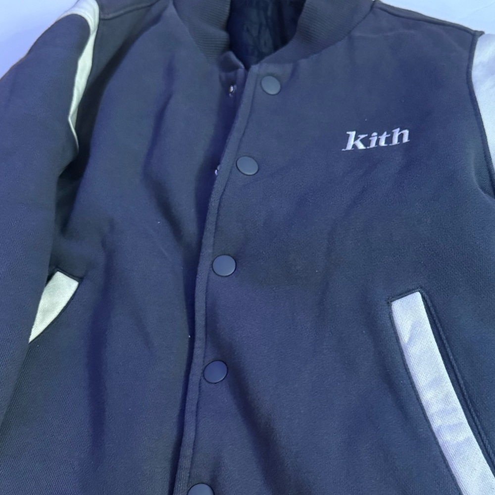 Kith Kids Blue and White Puffer varsity Jacket